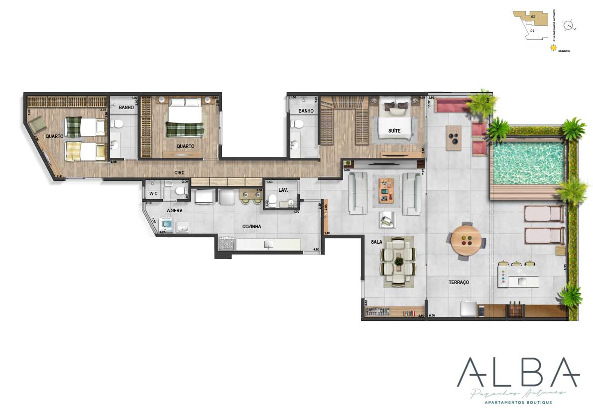 Apto. 302 - 3 quartos - 179,28m2